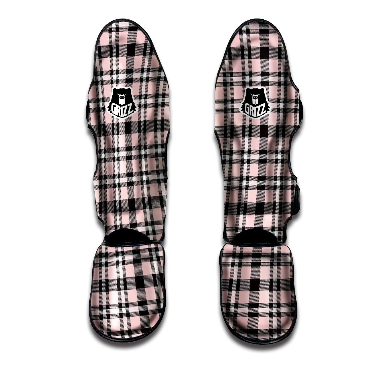 Pink Plaid Tartan Muay Thai Shin Guard-grizzshop