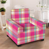 Pink Plaid Tartan Print Armchair Cover-grizzshop