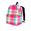 Pink Plaid Tartan Print Backpack-grizzshop