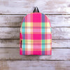 Pink Plaid Tartan Print Backpack-grizzshop