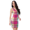 Pink Plaid Tartan Print Bodycon Dress-grizzshop