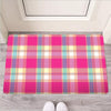 Pink Plaid Tartan Print Door Mat-grizzshop