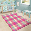 Pink Plaid Tartan Print Floor Mat-grizzshop