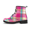 Pink Plaid Tartan Print Men's Boots-grizzshop