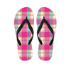 Pink Plaid Tartan Print Men's Flip Flops-grizzshop