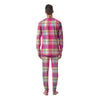 Pink Plaid Tartan Print Men's Pajamas-grizzshop