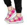 Pink Plaid Tartan Print Men's Sneakers-grizzshop