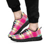 Pink Plaid Tartan Print Men's Sneakers-grizzshop