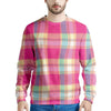 Pink Plaid Tartan Print Men's Sweatshirt-grizzshop