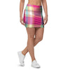 Pink Plaid Tartan Print Mini Skirt-grizzshop