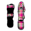 Pink Plaid Tartan Print Muay Thai Shin Guard-grizzshop