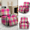 Pink Plaid Tartan Print Recliner Cover-grizzshop