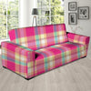 Pink Plaid Tartan Print Sofa Cover-grizzshop