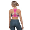 Pink Plaid Tartan Print Sports Bra-grizzshop