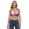 Pink Plaid Tartan Print Sports Bra-grizzshop