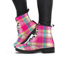 Pink Plaid Tartan Print Women's Boots-grizzshop