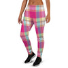 Pink Plaid Tartan Print Women's Joggers-grizzshop