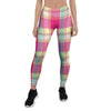 Pink Plaid Tartan Print Women's Leggings-grizzshop