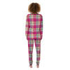 Pink Plaid Tartan Print Women's Pajamas-grizzshop