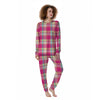 Pink Plaid Tartan Print Women's Pajamas-grizzshop