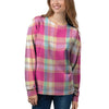 Pink Plaid Tartan Print Women's Sweatshirt-grizzshop