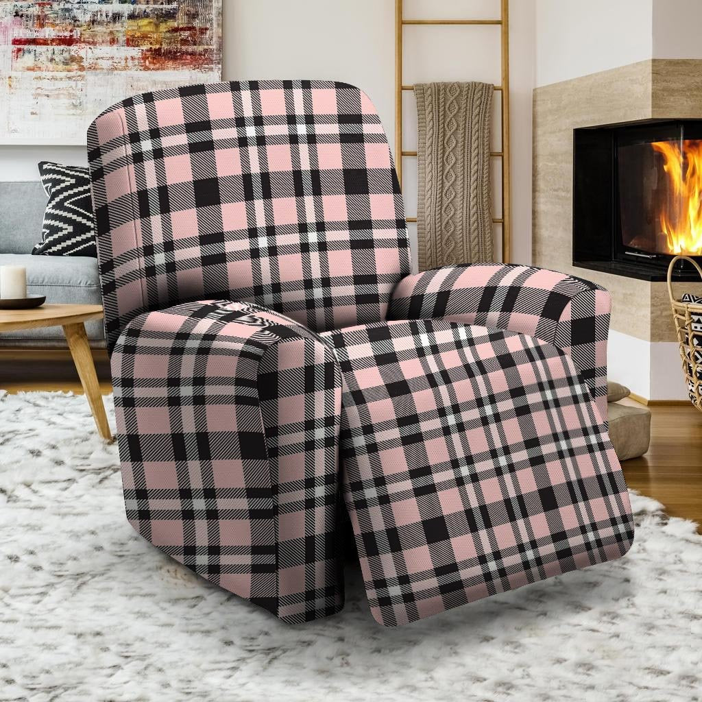 Pink Plaid Tartan Recliner Cover-grizzshop