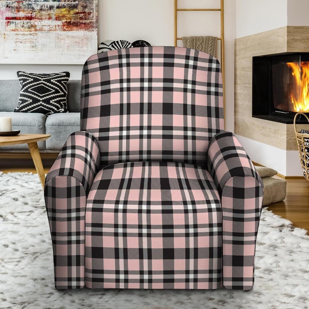 Pink Plaid Tartan Recliner Cover-grizzshop