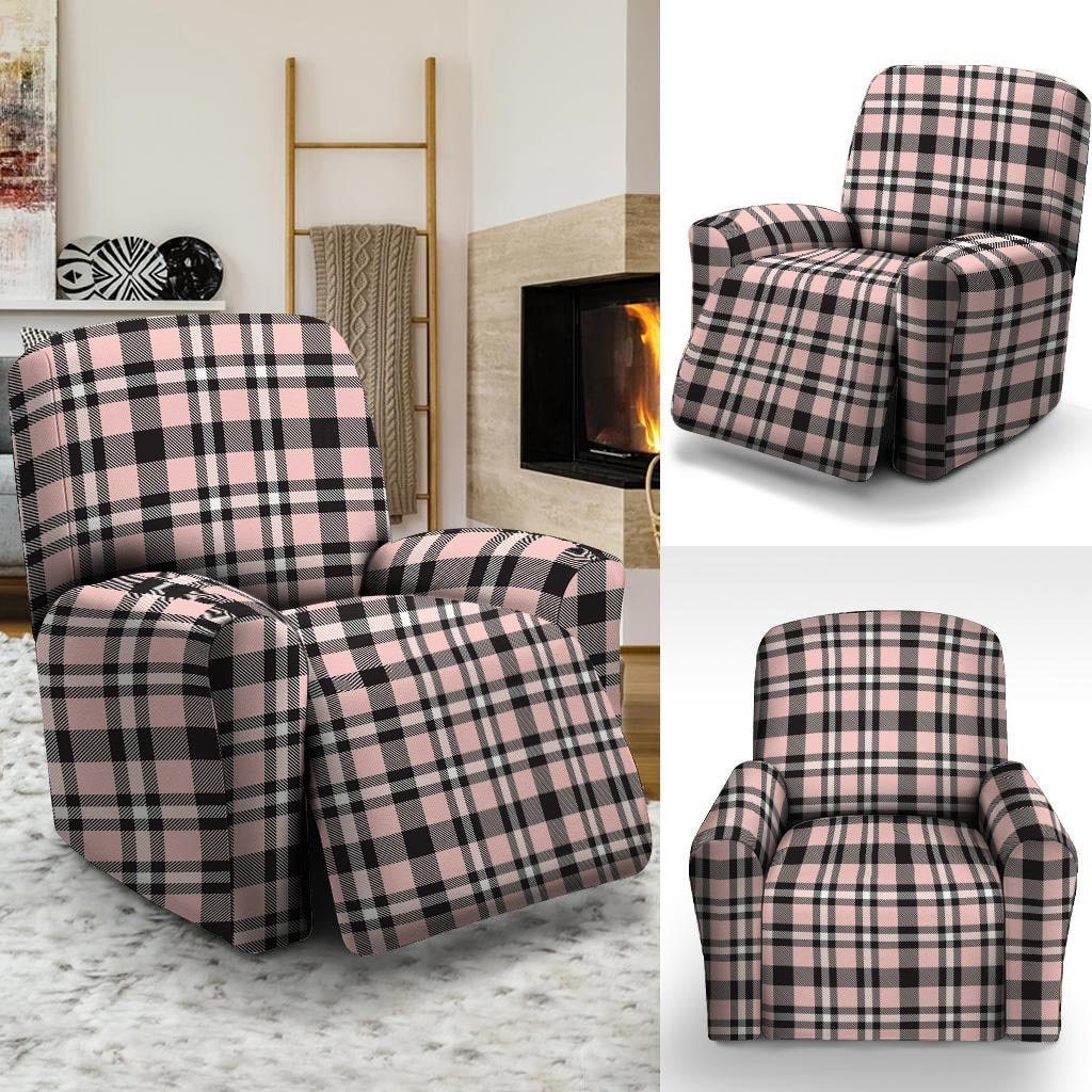 Pink Plaid Tartan Recliner Cover-grizzshop