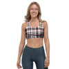 Pink Plaid Tartan Sports Bra-grizzshop