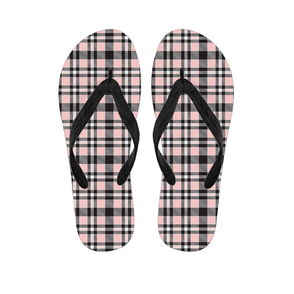Pink Plaid Tartan Women's Flip Flops-grizzshop