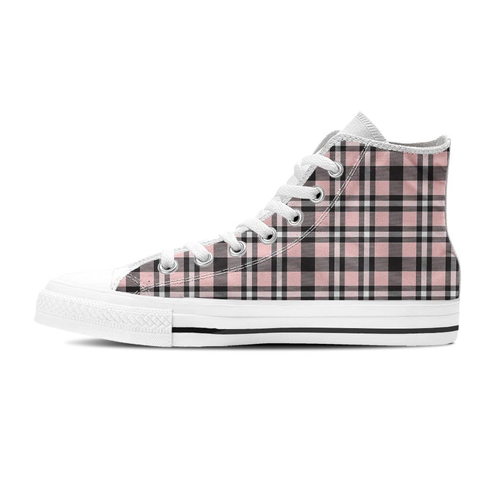 Pink Plaid Tartan Women's High Top Shoes-grizzshop