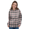 Pink Plaid Tartan Women's Hoodie-grizzshop