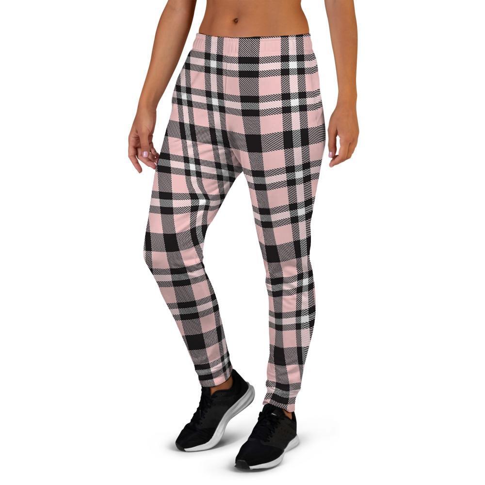 Pink Plaid Tartan Women's Joggers-grizzshop