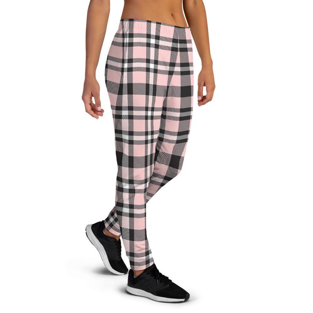 Pink Plaid Tartan Women's Joggers-grizzshop