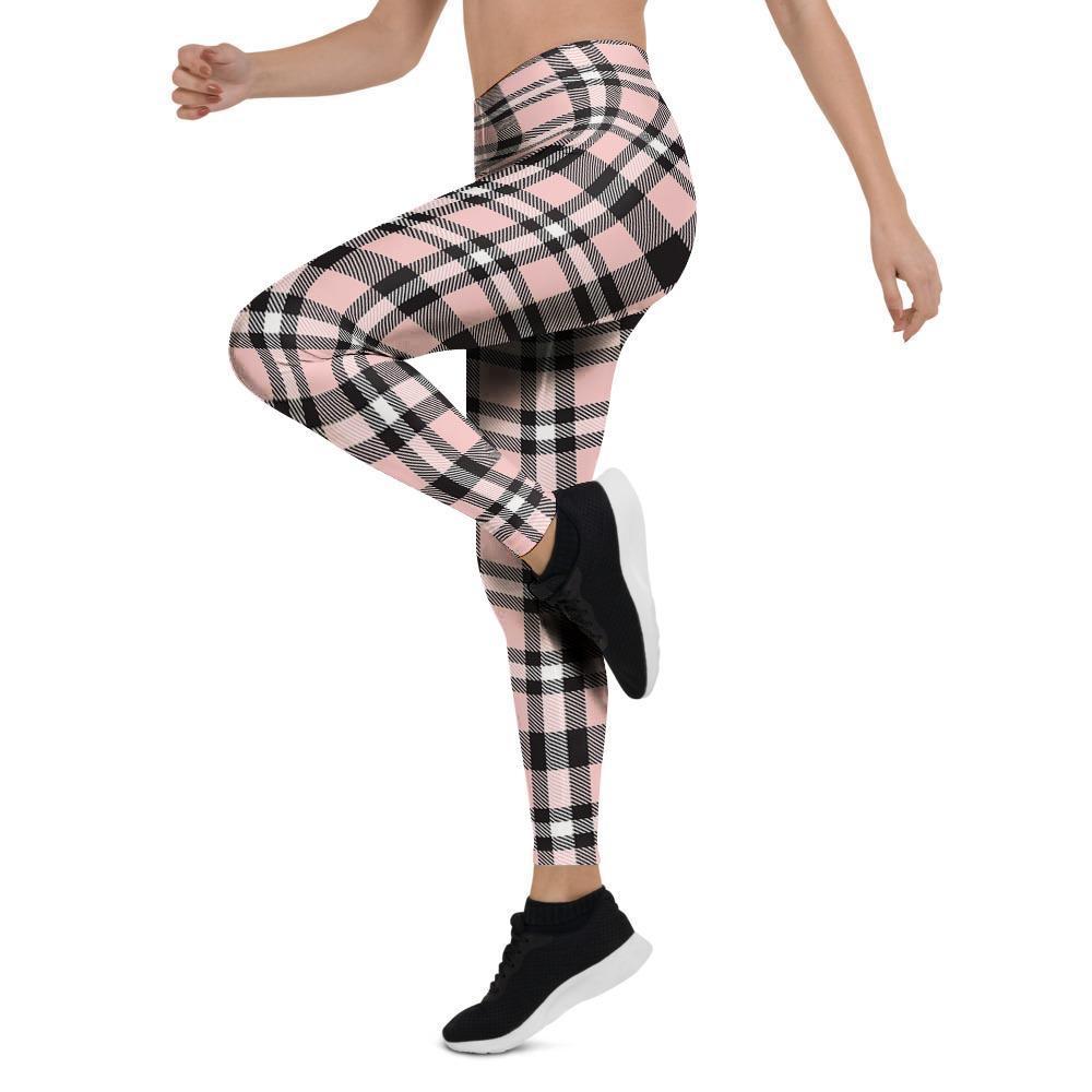 Pink Plaid Tartan Women's Leggings-grizzshop