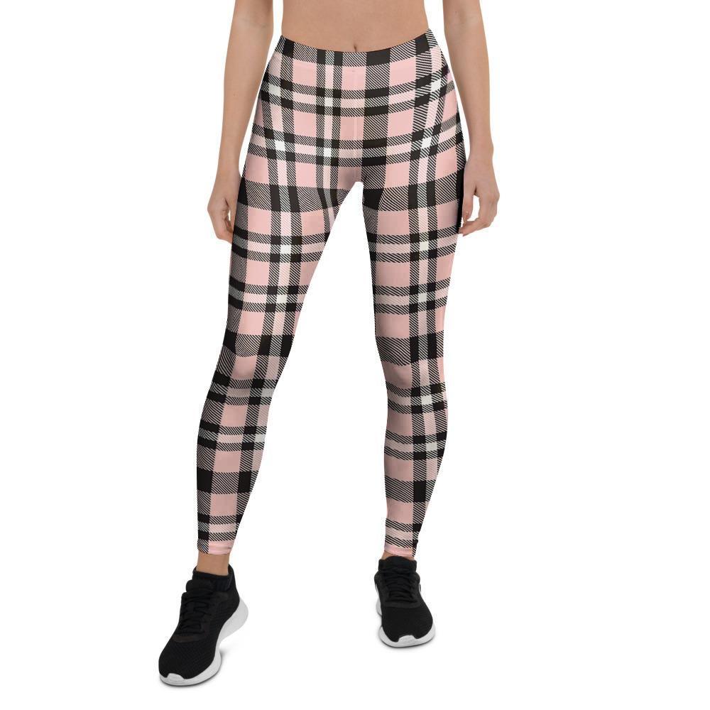 Pink Plaid Tartan Women's Leggings-grizzshop