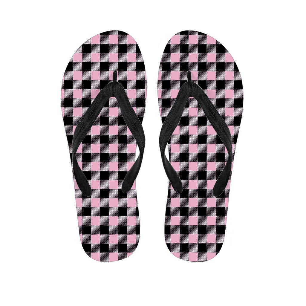 Pink Plaid Women's Flip Flops-grizzshop
