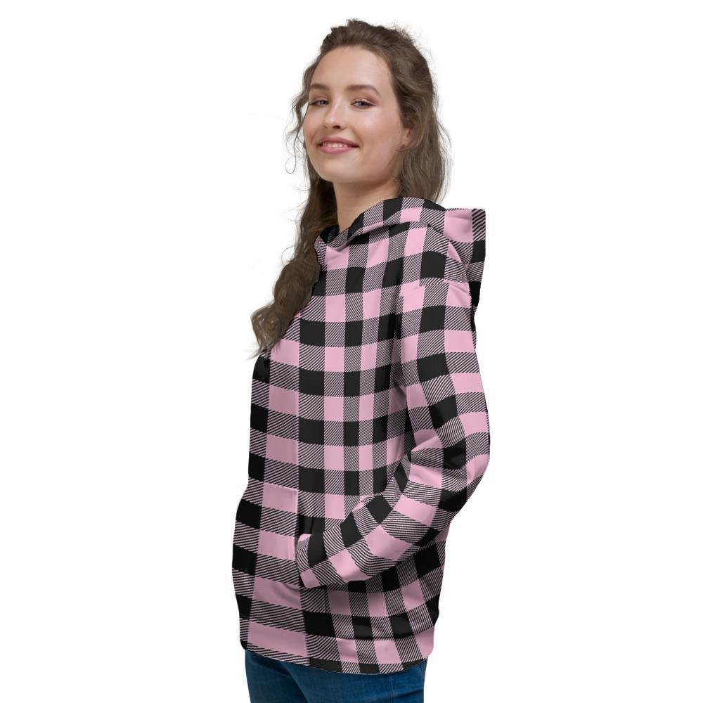 Pink Plaid Women's Hoodie-grizzshop