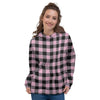 Pink Plaid Women's Hoodie-grizzshop