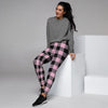 Pink Plaid Women's Joggers-grizzshop