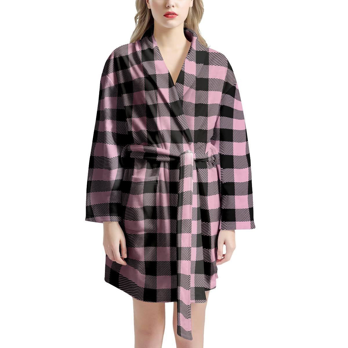 Pink Plaid Women's Robe-grizzshop