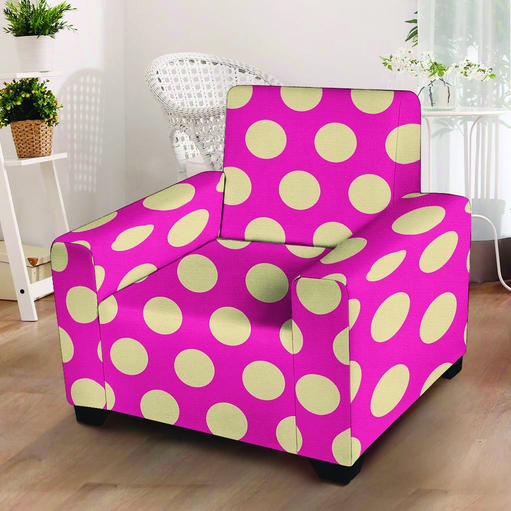 Pink Polka Dot Armchair Cover-grizzshop