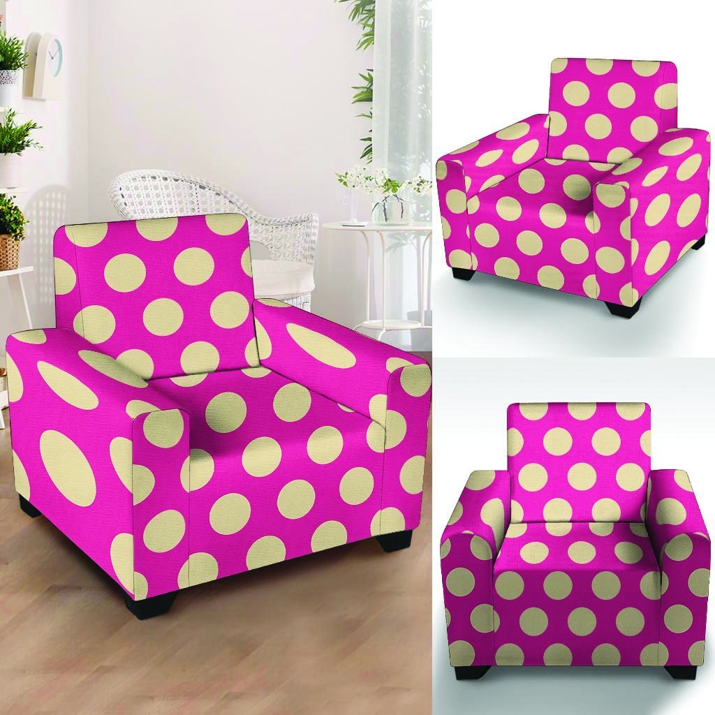 Pink Polka Dot Armchair Cover-grizzshop