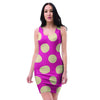 Pink Polka Dot Bodycon Dress-grizzshop