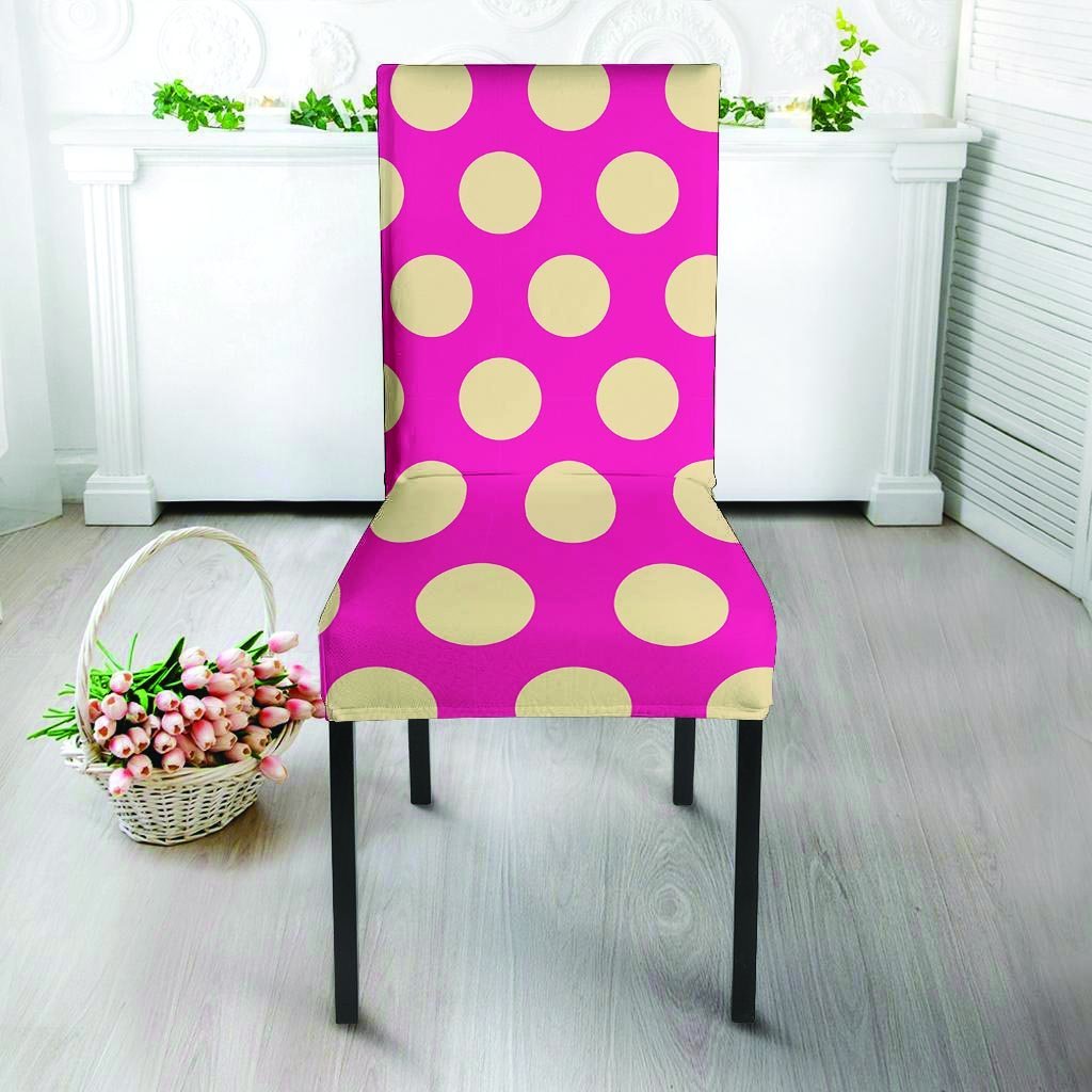 Pink Polka Dot Chair Cover-grizzshop