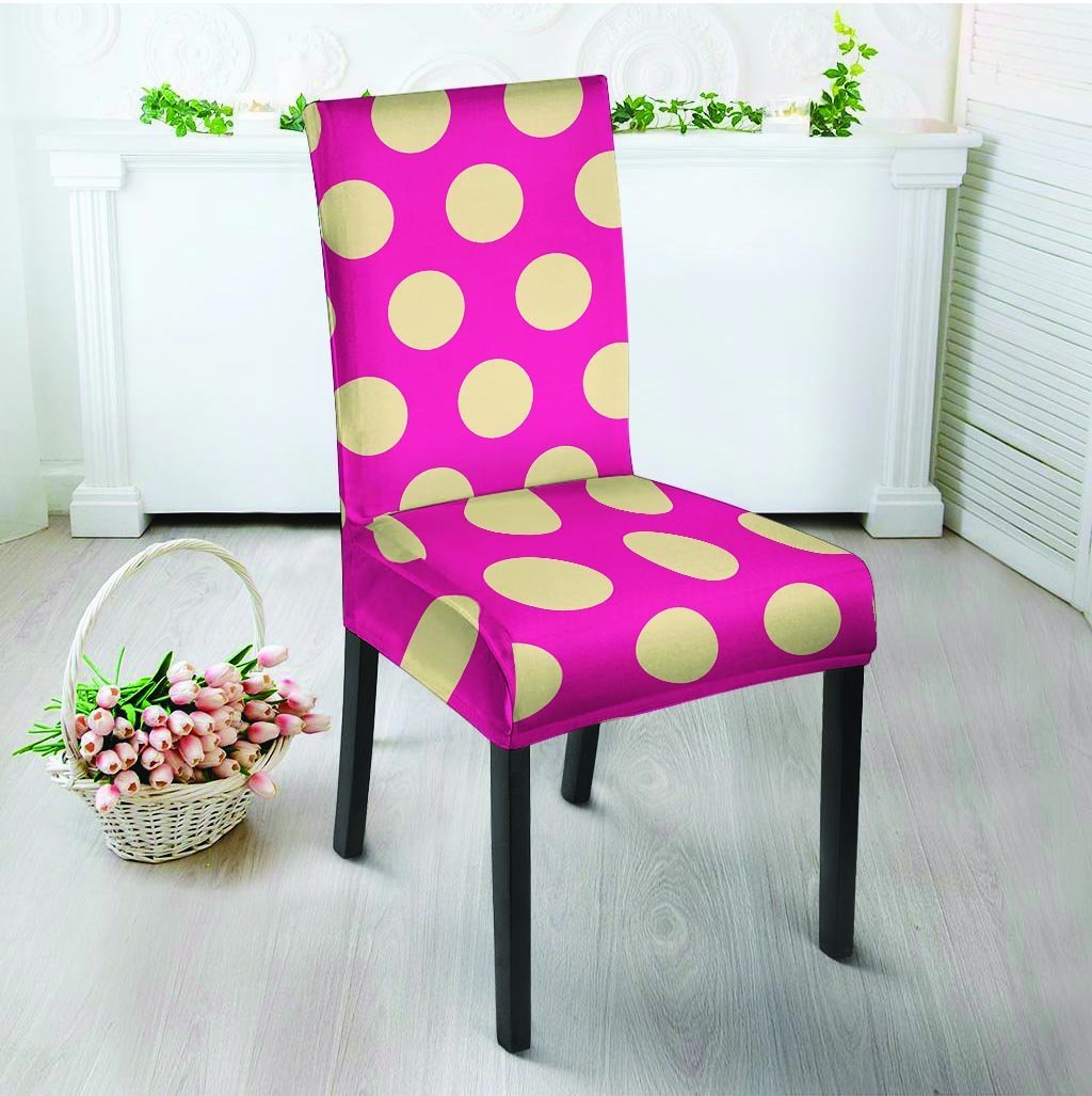 Pink Polka Dot Chair Cover-grizzshop