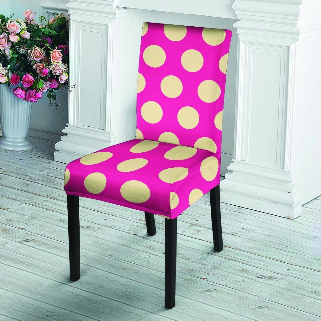 Pink Polka Dot Chair Cover-grizzshop