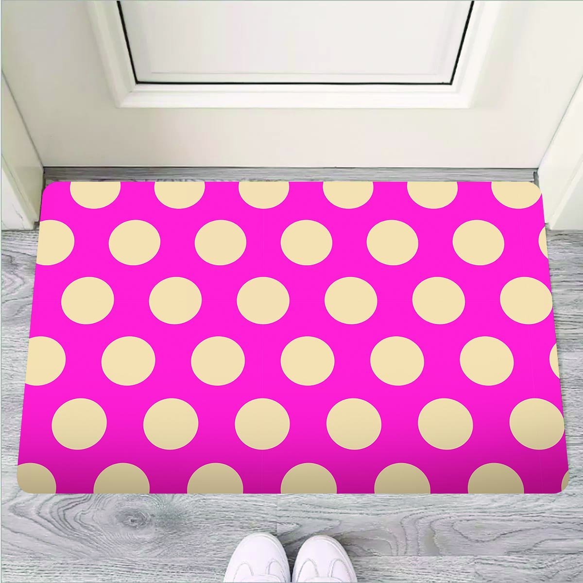 Pink Polka Dot Door Mat-grizzshop