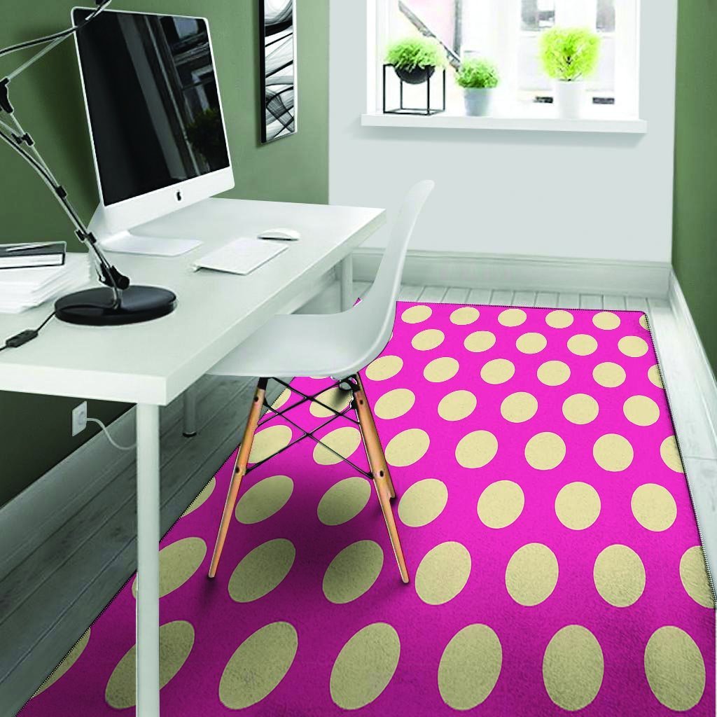 Pink Polka Dot Floor Mat-grizzshop