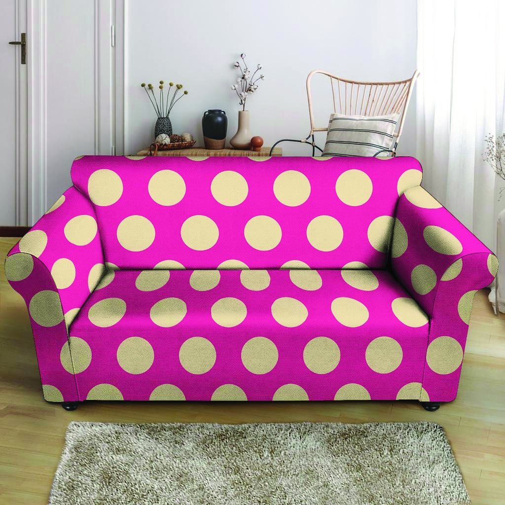 Pink Polka Dot Loveseat Cover-grizzshop